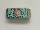 Vintage  Mexican  Sterling Silver  Aztec  Sun  Calendar   Turquoise  Money  Clip