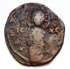 Byzantine  ad 969-1094  Bronze Follis Portrait Of Christ Littleton Coin Co Good