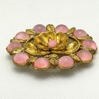 Antique Art Nouveau Gold Gilt Wreath Czech Art Glass Brooch