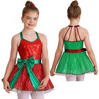 Kids Girls Ballet Leotard Party Tutu Dress Soft Dance Dress Shiny Bodysuit