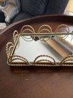 Hollywood Regency Mirror Vanity Tray Perfume Dresser  Filigree 13 X 6 Vintage