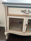 Henredon Legacy White Distressed Sideboard W  Glass Doors  1 Drawer