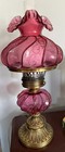 Vintage Fenton Cranberry Student Lamp Rose 