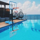 Swimming Pool Game Basketball Hoop Adjustable Height Net Backboard With Wheels