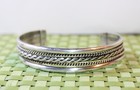  deb  Tahe   Native American Navajo Sterling Silver Twisted Rope Cuff Bracelet