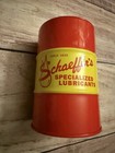 Schaeffer s Lubricants Oil Drum Barrel Can Coin Bank Tin Advertising Retro Vtg 