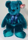 Ty Large Plush Beanie Buddy Teddy Old Face Teal Bear  14 Inch  Mwmts Stuffed Toy