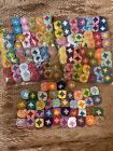 Lot Of 100 Mini 1 Inch Multicolor Granny Square Flower Crochet