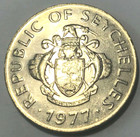 1977 Seychelles Africa Coin 10 Rupees Sea Turtle Animal Ocean Wildlife