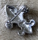 Vintage Sterling Silver Fleur De Lis Brooch Pin Pendant Signed 1  Tall 3 8 Grams
