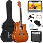 41  Acoustic Electric Guitar Starter Set  All Wood Cutaway  Gig Bag  Strap   Pic