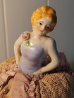 Antique German 1920s Style Flapper Girl Porcelain Half Doll Lady Pin Cushion 