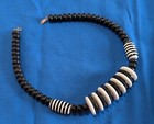 Vintage-retro Chunky Unique Pattern Black   White Beaded Choker Necklace 15in