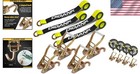 Secure Car Tie Down Straps 4 Pack 3300lbs Wll Ratchet J-hook Yellow 2 x96 