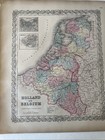 1855 Colton s Atlas Hand Colored Engraving Map Holland  And Belgium