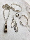 5 Piece Vintage Silver Plated Spoon Necklace - Earrings - Ring - 2x Bracelet Set