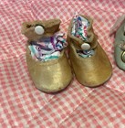 3 Pair Lot Antique Doll Shoes W buckles Oilcloth  Leather  German Bisque Compos