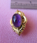 Vtg 14k Solid Yellow Gold Fleur-de-lis Amethyst Brooch Pin Pendant 3 41 Grams