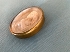 19th C French Reliquary Meerschaum Medallion  Convex Glass   Brass Frame  Jesus