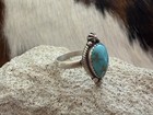 Lone Mountain Turquoise Navajo Style Sterling Unisex Adjustable Ring Size 6 To 9