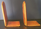 Vintage Leather Bookend Pair Gold Embossed Ornate Classic Library Decor