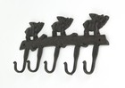 Rustic Brown Cast Iron Flying Pigs 5 Hook Wall Rack Country Farmhouse Decor