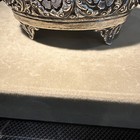 Antique 800 Fine Silver Art Nouveau Footed lidded Dresser Box W flowers 13 3 Oz 