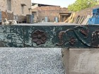 Antique Old Wooden Fine Hand Carved Floral Painted  Door Green  Wall Panel 1700