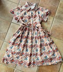 Victoria Dunn Xs Indian Cotton Block Print Short Sleeve Lined Dress Vguc Oranges