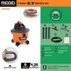 Ridgid 9 Gal  4 25 Peak Hp Nxt Wet Dry Vacuum W  General Debris Filter   Hose