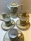 Antique Nippon - Handpainted Moriage 12 Piece Demitasse Coffee Set - 1920s