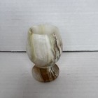 Vintage Onyx Natural Marble Stone Chalice Egg Cup Brown White 2 75         
