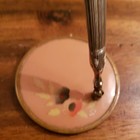 Vintage Vanity Hand Mirror Pink Floral Medallion Articulating Gold Handles