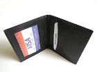 Black Bifold Wallet Id Credit Card Money Holder Genuine Leather For Men 