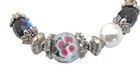 Glass Bead Bracelet Silver Plated Spacer Charms Imitation White Pearl   Flower 