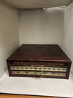 Vintage J   P Coats Boilfast Metal And Glass Spool Cabinet 3 Drawers Antique
