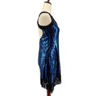 Weissman Blue Black Sparkle Zebra Print Asymmetric Dance Stage Top Womens Medium