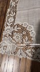 Vintage White Linen Handkerchief Floral Lace Border Bridal Wedding Hanky Belgium