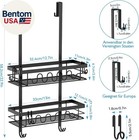 Over The Door Shower Caddy Hanging  3-in-1 Rustproof Shower Organizer For Glass