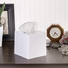 White Tissue Box Cover Square - Plastic Facial Tissue Box Holder - Decorative   