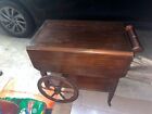 Antique Drop Leaf Table Cart Tray Tea Bar Liquor Server Console End Side Vintage