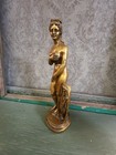 Vintage Gold Plaster Statue Unclothed Lady Art Nouveau Victorian 