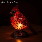 Cardinal Stained Glass Table Lamp Vintage Resin Bird Night Light Home Decor