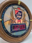 Vintage Heileman   s Old Style Beer Sign Light Up Digital Clock 1988 Stained Glass