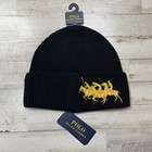 Polo Ralph Lauren Triple Pony Beanie Wool Blend Black Gold Nwt