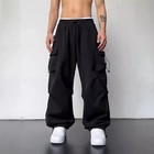 2026 American Style Cargo Pants Men Casual Drawstring Loose Wide Leg Workwear     