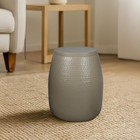 Merida 15  Hammered Metal Drum Storage Side Table Almond