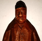Antique vintage Anri Style Old Man With Black Hat Carved Wooden Figurine-5in T