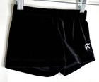 Gk Elite Child Large Cl L Solid  Black Velvet Velour Gymnastics Cheer Shorts