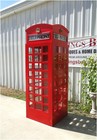 Red English Telephone Phone Booth Solid Mahognay And Real Beveled Glass Panes